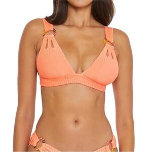 NWT BECCA Virtue Line N Sand Halter Bikini Top Size Large Color Nectar
